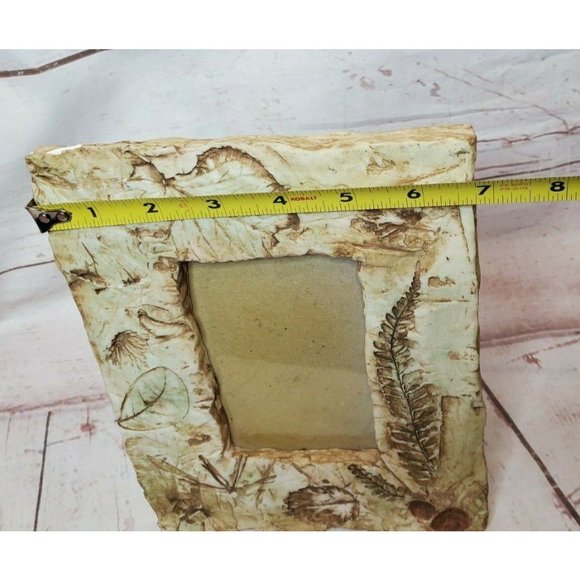 Rare Vintage Stone Leaf Embossed Freestanding Picture Photo Frame - Picture 7 of 12